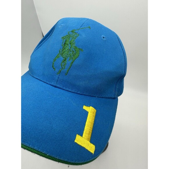 Ralph Lauren Fragrances Polo Baseball Cap Embroidered Blue Yellow 1 Adjustable - Picture 3 of 6